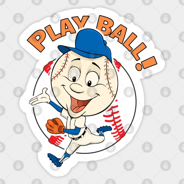 Play Ball! Mets Baseball Mascot Mr Met Sticker by GAMAS Threads